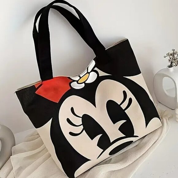 Disney Minnie Mouse Tote Bag Canvas Large Shopper Beach Bag 17”x12”  New - Picture 2 of 7